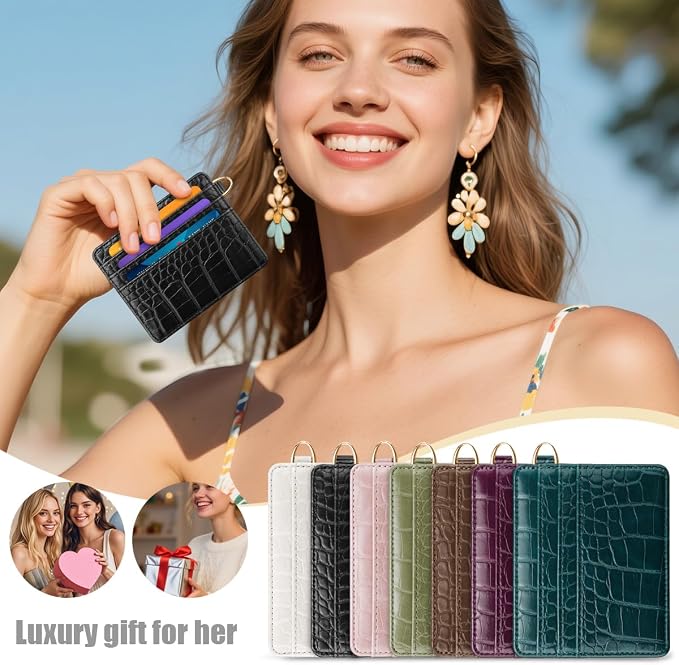 Slim Credit Card Holder Crocodile Wallet Women Thin Alligator Wallets RFID - Image 7