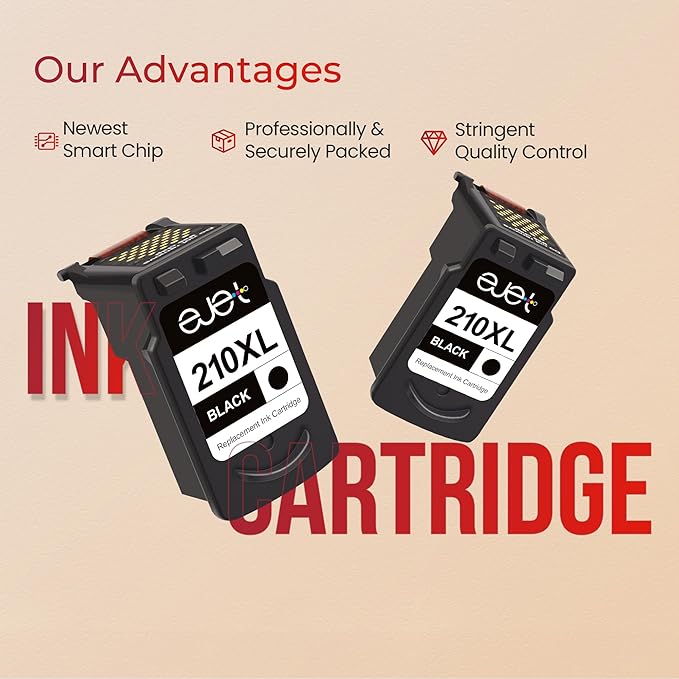 210XL Black Ink Cartridge Remanufactured Replacement for Canon 210XL Black Ink Cartridge 210 XL for Canon PIXMA IP2702 IP2702 MP230 MP250 MP270 MP280 MP480 MP490 MP495 MX320 MX330 MX340 MX410(2 Pack)-DeskLoop Office