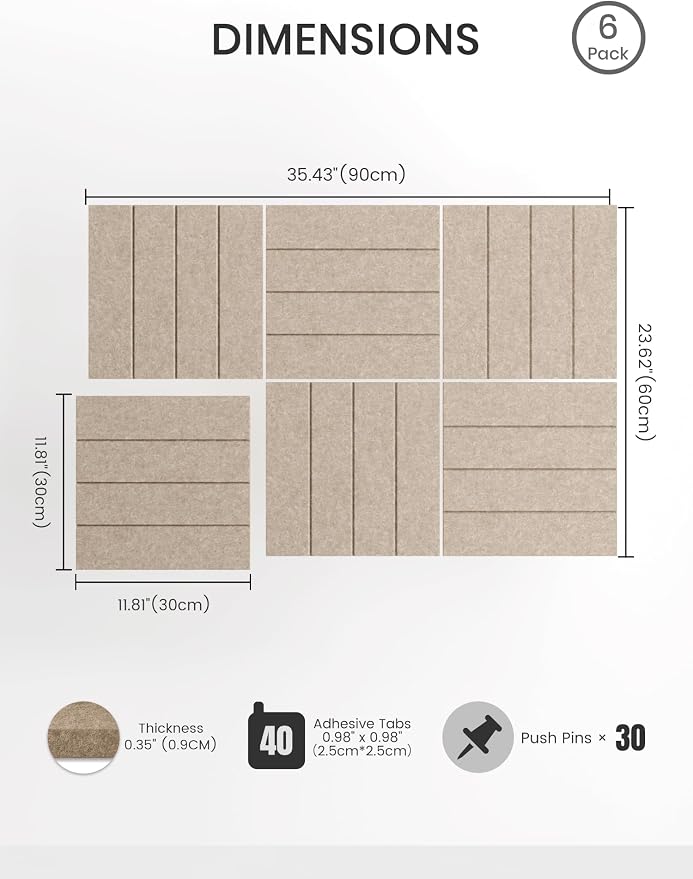 Bumusty Large Cork Board Alternative-36 x 24" Felt Bulletin Board Tiles - Image 3