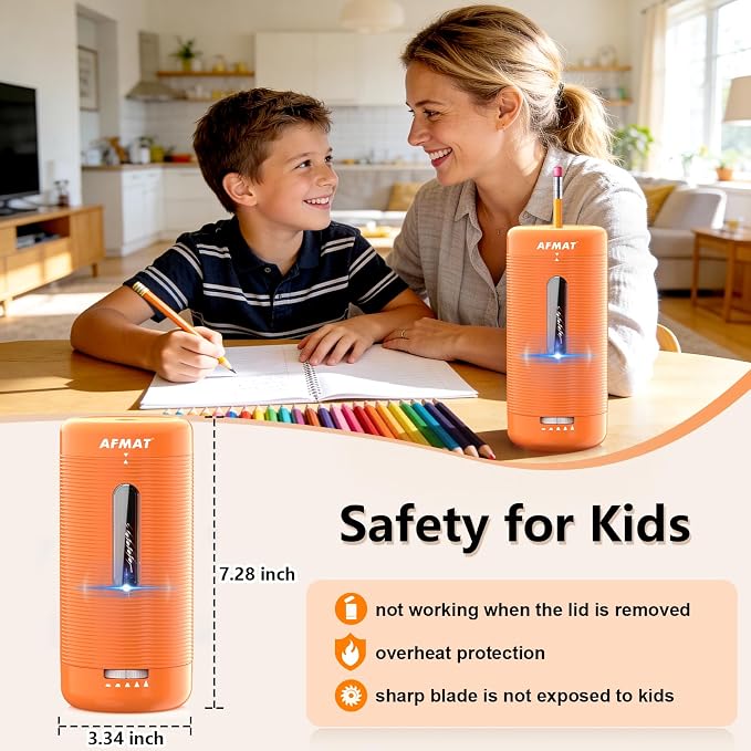 AFMAT Electric Pencil Sharpener, Fully Automatic Pencil Sharpener, Auto in & Out - Image 4