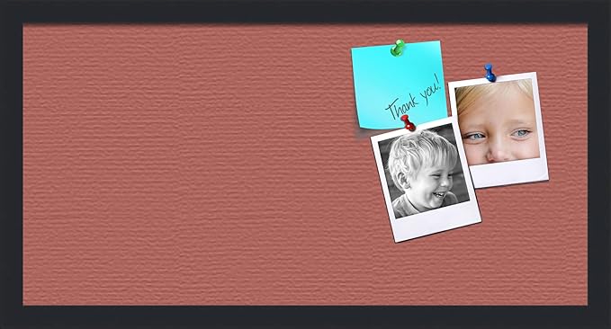 PinPix 24x12 Inch Cork Bulletin Board. This Decorative Framed Pin Board Comes with Crimson Pastel Design and a Satin Black Frame. Ideal for Home Office Decor or Message Board (PinPix-1807)-DeskLoop Office