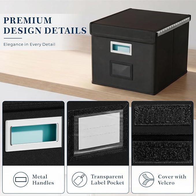 File Organizer Box with Lid, Collapsible File Folder Organizer - Image 6