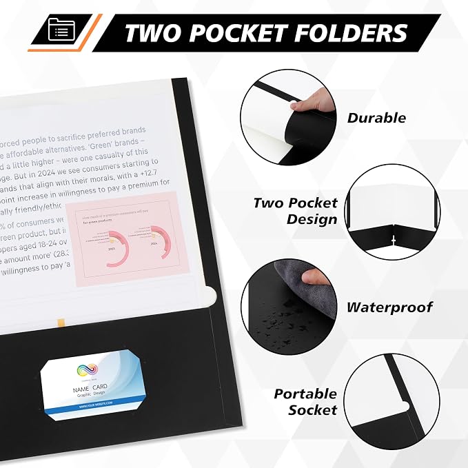 50 Packs Two Pocket Folders, Two Pocket File Folders - Image 4