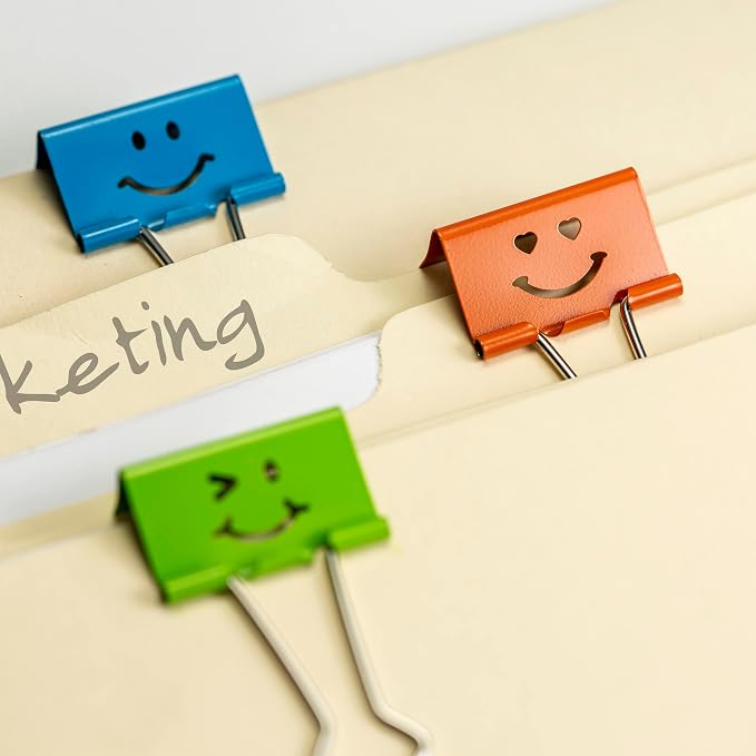 Officemate Smiling Face Binder Clips, Paper Clamps - Image 7
