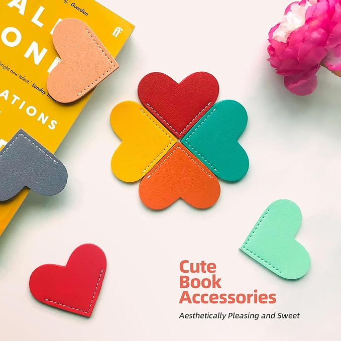 Leather Heart Bookmarks, Cute Handmade Page Corner Book Markers, Reading Gifts - Image 5