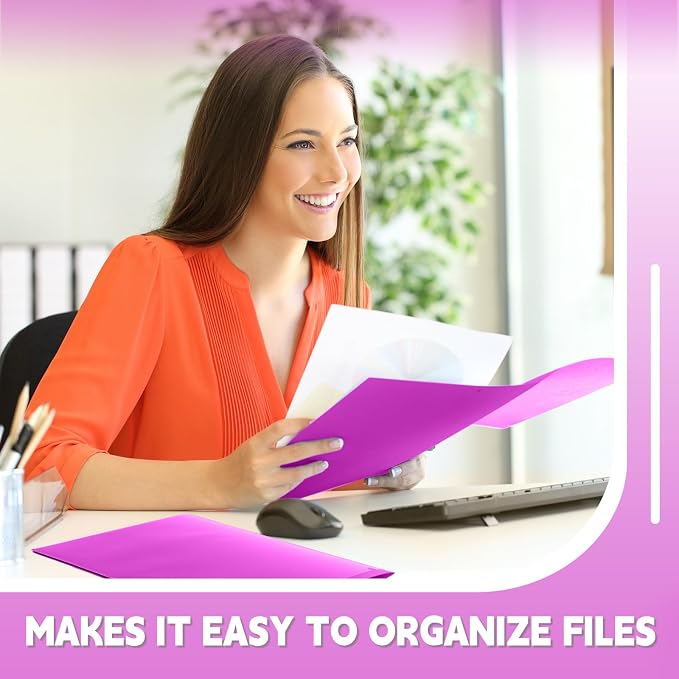 Henoyso 36 Pack Fluorescent Purple Plastic Folders - Image 4