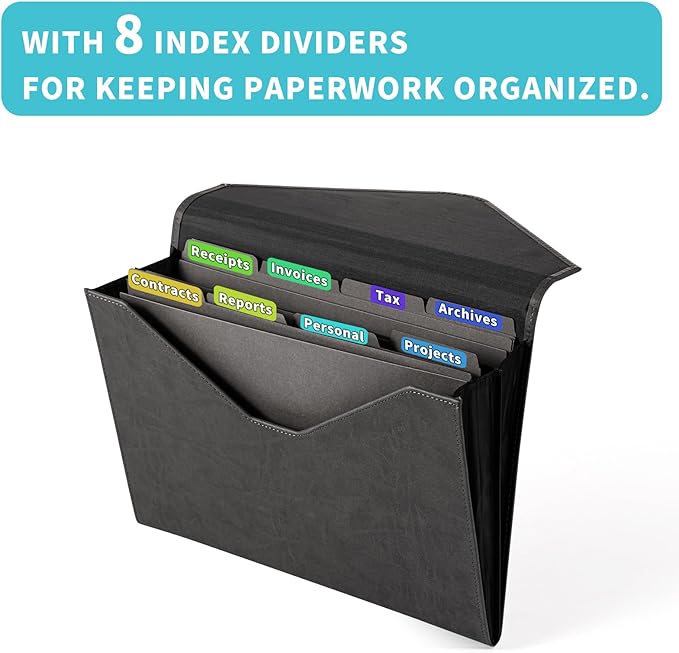 PU Leather Heavy-Duty Expanding File Folder, A5/US Letter Size Document - Image 5