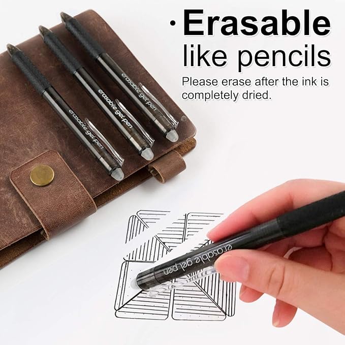 Vanstek 18 Black Retractable Erasable Gel Pens Clicker, Fine Point(0.7), Make Mistakes Disappear, Premium Comfort Grip, Black Ink for Planners, Note Taking and Crossword Puzzles-DeskLoop Office