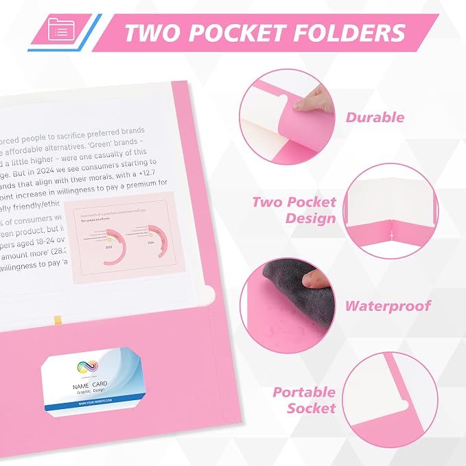 50 Packs Two Pocket Folders, Two Pocket File Folders - Image 4