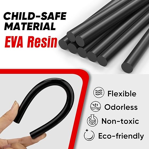 SHALL Full Size Hot Glue Sticks, 0.43” Dia x 8” Long, 100 Pack Black Glue Gun Sticks for All-Temp Glue Guns, Hot Melt Adhesive Glue Sticks Multipurpose for DIY Art Craft Sealing Repair Festival Decor-DeskLoop Office