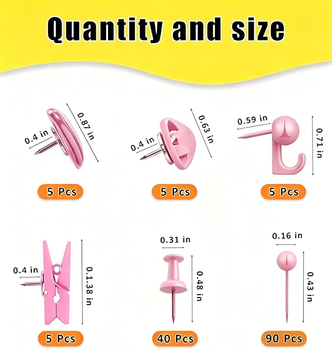 KEYDUACU 150 Pcs Pink Push Pins Set, Metal Thumb Tacks, Decorative Push Pins - Image 4