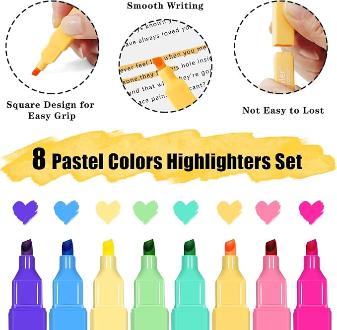 Highlighters, Quick Dry, Chisel Tip, Aesthetic Bible Highlighter No Bleed - Image 4