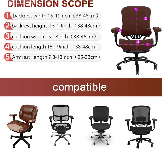 Tallew 4 Pcs Office Chair Covers Set Computer Universal Protective Stretchable - Image 2