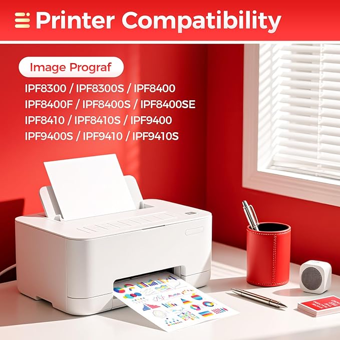 PFI-706 Pigment Ink Tank 12-Pack 700ml Ink Cartridges Compatible with Canon ImagePROGRAF iPF8300 iPF8300S iPF8400F iPF8400S iPF8400SE iPF9400 iPF9400S iPF8400 iPF8410 iPF9410 iPF8410S iPF9410S Printer-DeskLoop Office