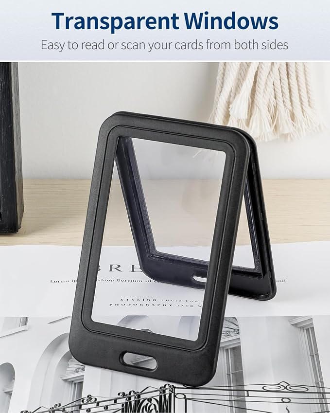 Uniclife ID Badge Holder with Double-Sided Windows Vertical Hard Plastic Case - Image 2