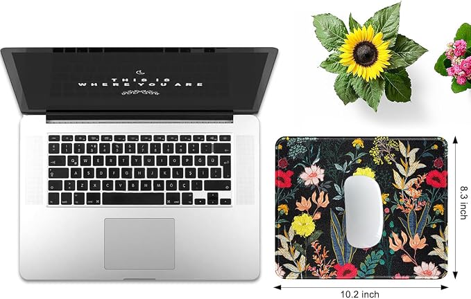 JIKIOU 3 Pack Mouse Pad with Stitched Edge, Portable Size-10.2x8.3in Flowers | - Image 2