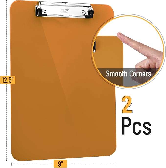 Mr. Pen- Plastic Clipboard, 12.5" x 9", 2 Pack | Golden Caramel Clipboard - Image 2