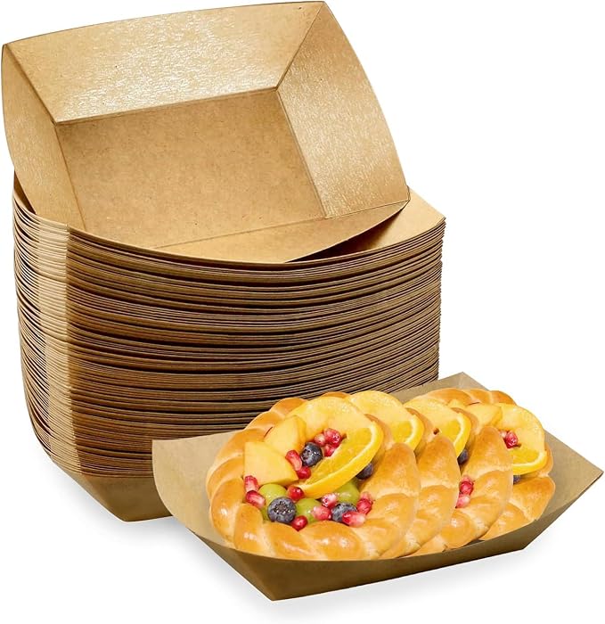 Oomcu 100 Pack 3 lb Heavy Duty Paper Food Trays by Oomcu