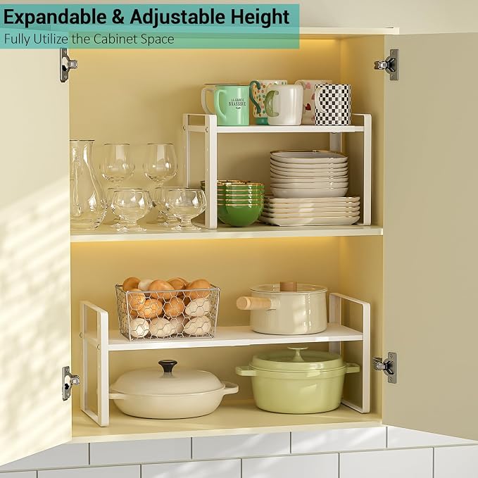 2 Pack Expandable Cabinet Organizer Shelves, 88lbs High Weight Capacity - Image 4