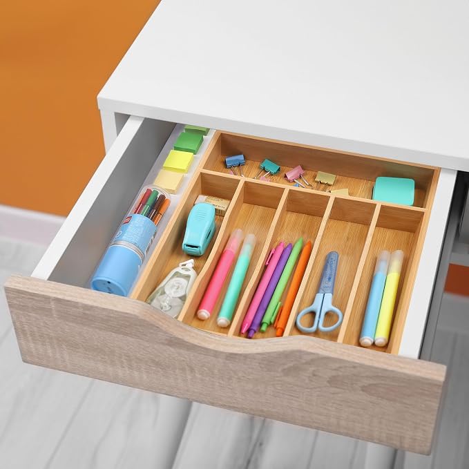 oridom Kitchen Bamboo Silverware Organizer, Kitchen Drawer Organizer - Image 9