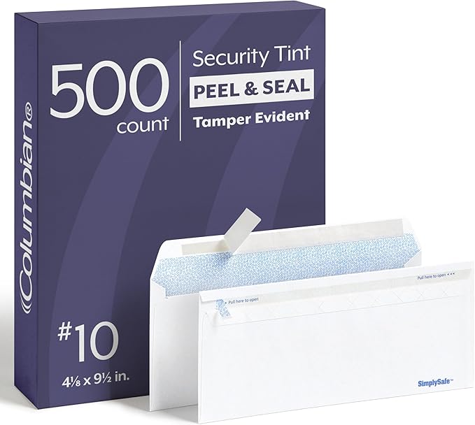 Columbian #10 Security Envelopes, 500 Pack, Self Seal Envelopes by TOPSProducts