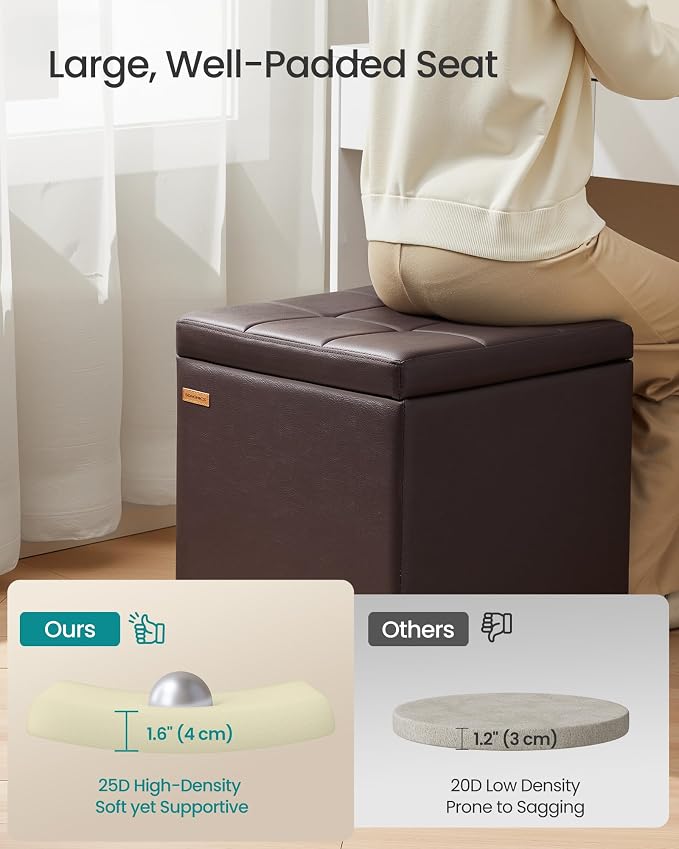 SONGMICS Square Storage Ottoman, Foot Stool Footrest - Image 5