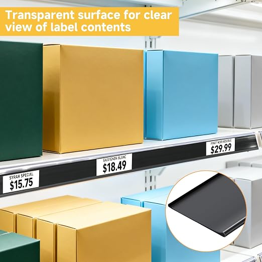 50 Pcs Shelf Label Strips 1.5''H x 48''L Self Adhesive Label Holder - Image 2