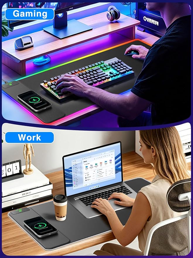 XXL RGB Gaming Mouse Pad with 15W Magnetic Wireless Charging, 31.5'' x 15.8'' - Image 8