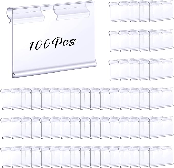 Tatuo 100 Pcs Reusable Plastic Wire Shelf Label Holders, Price Card Sign by Tatuo