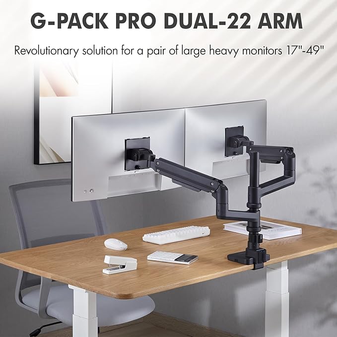 Dual Monitor Arm for 17-49 Inch Ultrawide Screens – Heavy Duty Monitor Arm Desk Mount – VESA Mount with Clamp and Grommet Base – Holds Up to 44 lbs. Each-DeskLoop Office