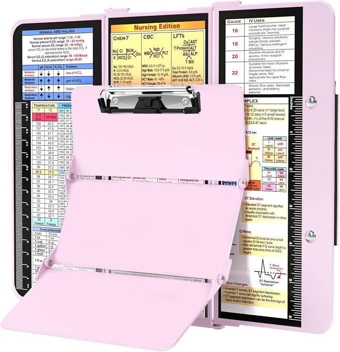 Nursing Clipboard Foldable, Foldable Clip Board w/Nursing Edition Medical Charts by HOZOLNursingClipboard