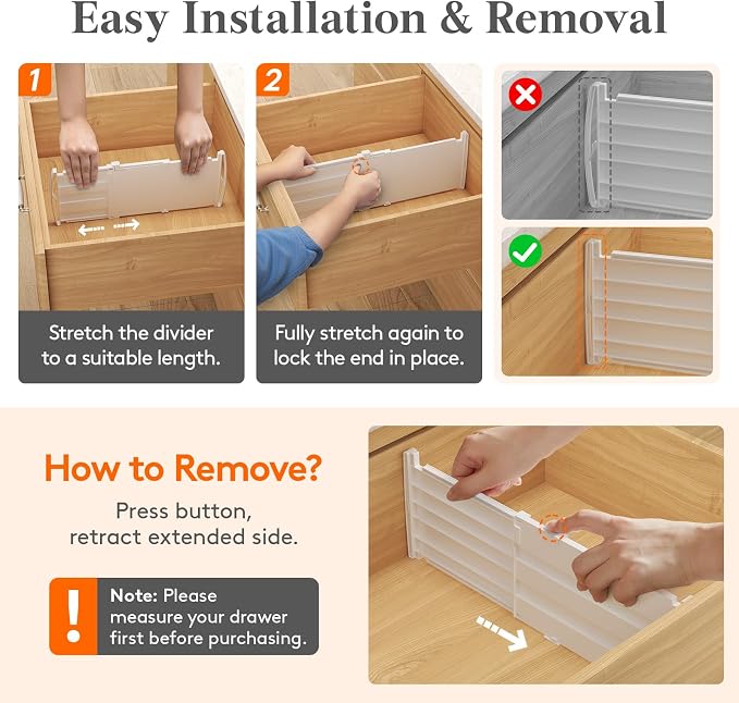 Lifewit 6" Tall 5 Pack Drawer Dividers, 11.5"-18.5" Adjustable Deep Drawer - Image 6