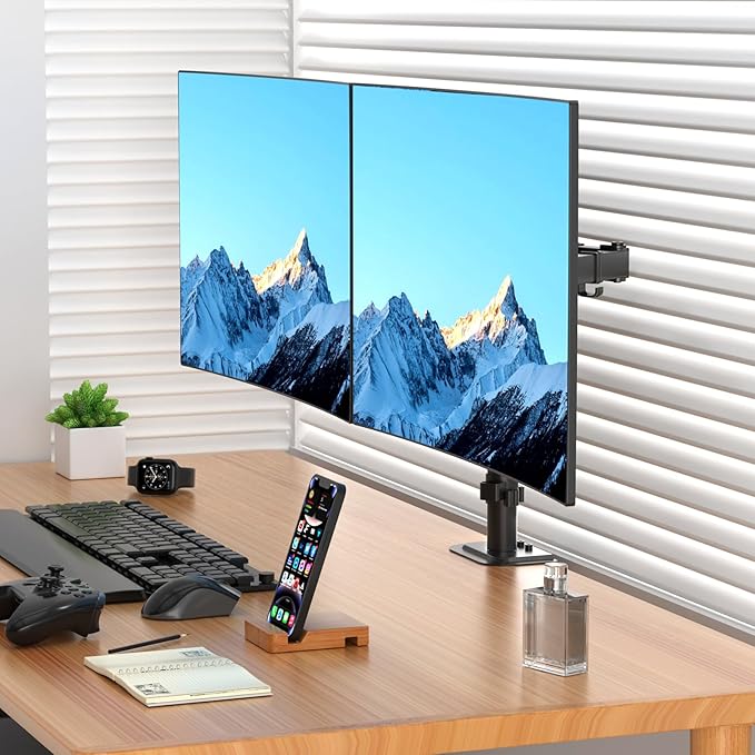 Suptek Dual Monitor Arm Desk Mount,Ultrawide Dual Monitor Arm for 2 Monitor Screens up to 38 inches and Max 22lbs Each,Extra Tall 15.75" Pole Fully Adjustable Monitor Stand for Desk,Black(MD9442MB)-DeskLoop Office