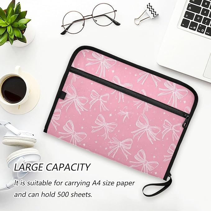 Pink Bows Accordion File Organizer Expanding Document Folder - Image 6