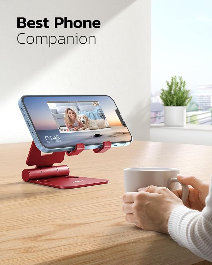 Nulaxy Dual Folding Cell Phone Stand, Fully Adjustable Foldable Desktop Phone - Image 6