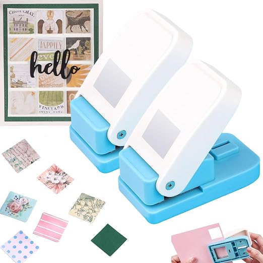2 Pcs Square Hole Punch | 1 inch Square Punches | Stamp Cutter Paper Punch Out| by CYFUNDESIGN