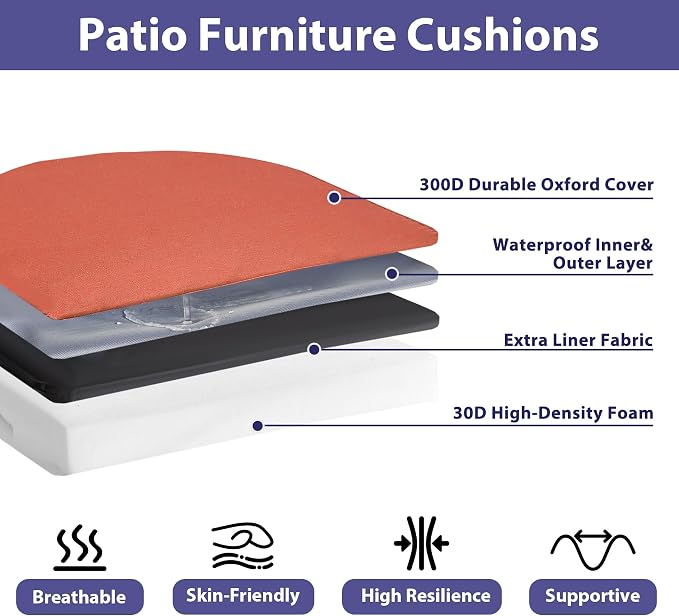 IPYNBAP Outdoor Chair Cushions Set of 4 -Waterproof Outdoor Seat Cushions - Image 2