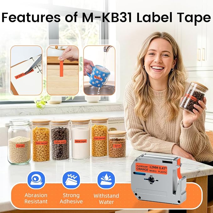 Replacement for Brother M Tape 12mm 0.47'' Fluorescent Orange M-KB31 | - Image 4