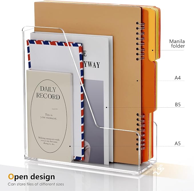SANRUI 4 Pack Vertical File Holder, Acrylic Desk Organizer Magazine File Sorter - Image 3