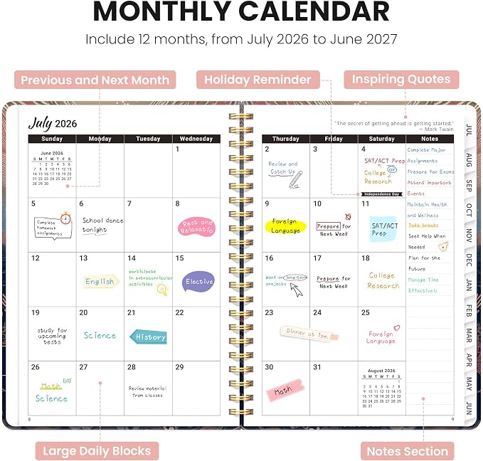 Planner 2026-2027, Hardcover Monthly and Weekly Academic Planner July 2026 - Image 2