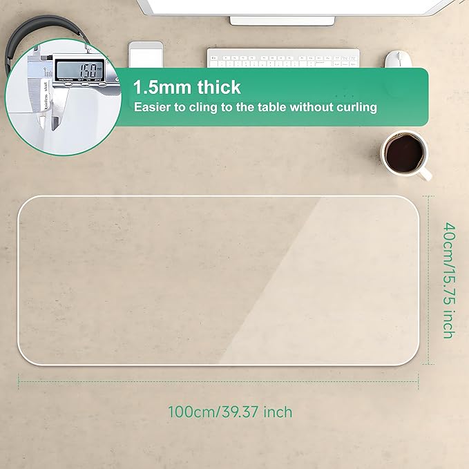 NATRKE Clear Desk Mat Pad, 39.4"x15.7" Large Transparent Computer Desk Mat - Image 3