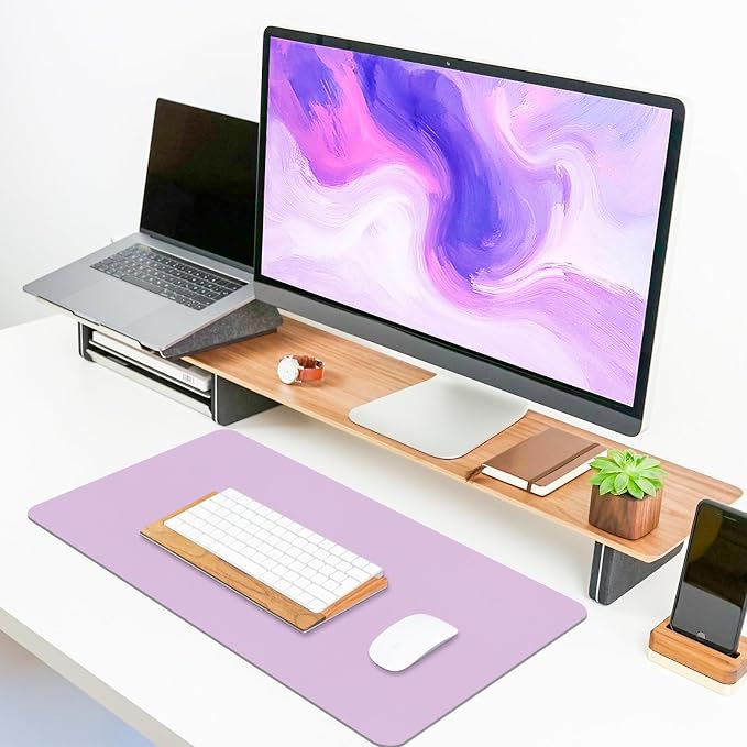 Non-Slip Desk Pad Mat, Leather Purple Desk Mat - Image 4
