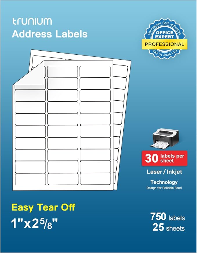 Shipping Address Labels, Mailing Labels, Strong Adhesive by TRUNIUM