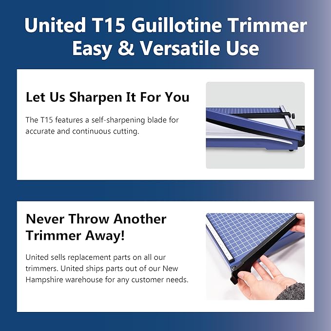 United Office Products T15 Commercial Guillotine Paper Trimmer, Sturdy Metal Base, 15" Cut Length, 15 Sheet Capacity, Paper Cutter for Offices, Schools and Crafts-DeskLoop Office