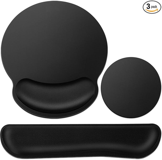 Mouse Pad Black, Ergonomic Keyboard Wrist Rest, Mouse Pad by QOMOLAMA