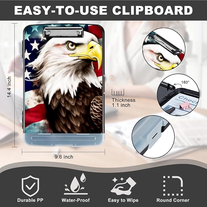 Clipboard with Storage, Heavy Duty Plastic Storage Clipboard with Low Profile - Image 3
