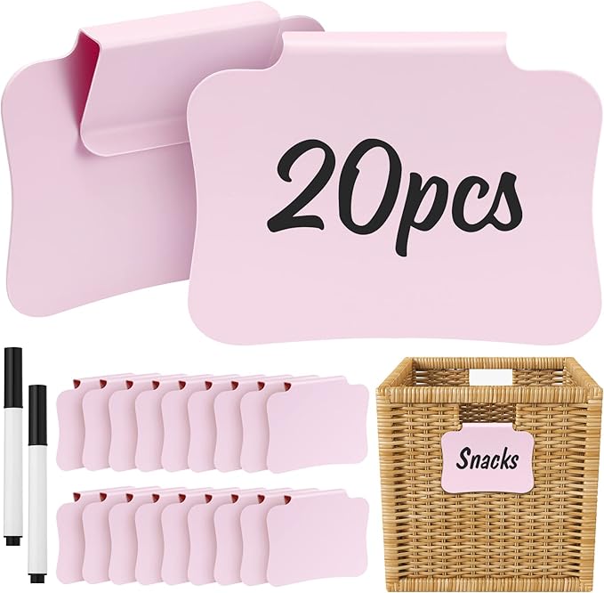 20PCS Basket Labels Clip On, Removable Plastic Bin by HOOMTREE