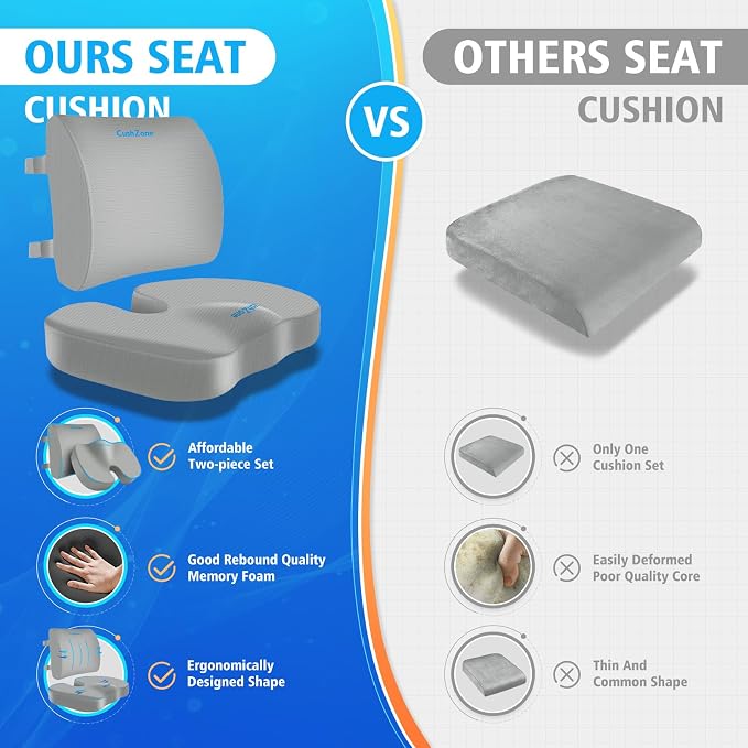 CushZone Ergonomic Seat Cushion & Lumbar Support Pillow - Image 6