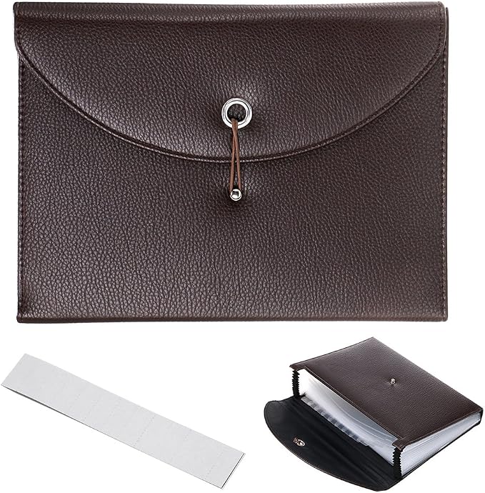BTSKY PU Leather Expanding File Folders-13 Pockets A4 Letter Size Paper File by BTSKY