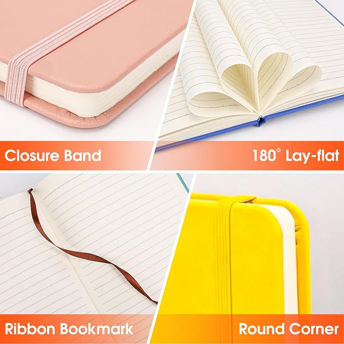 6 Pack Lined Journal Notebook for Work, 200 Pages, Medium 5.5" x 8.3", A5 - Image 4